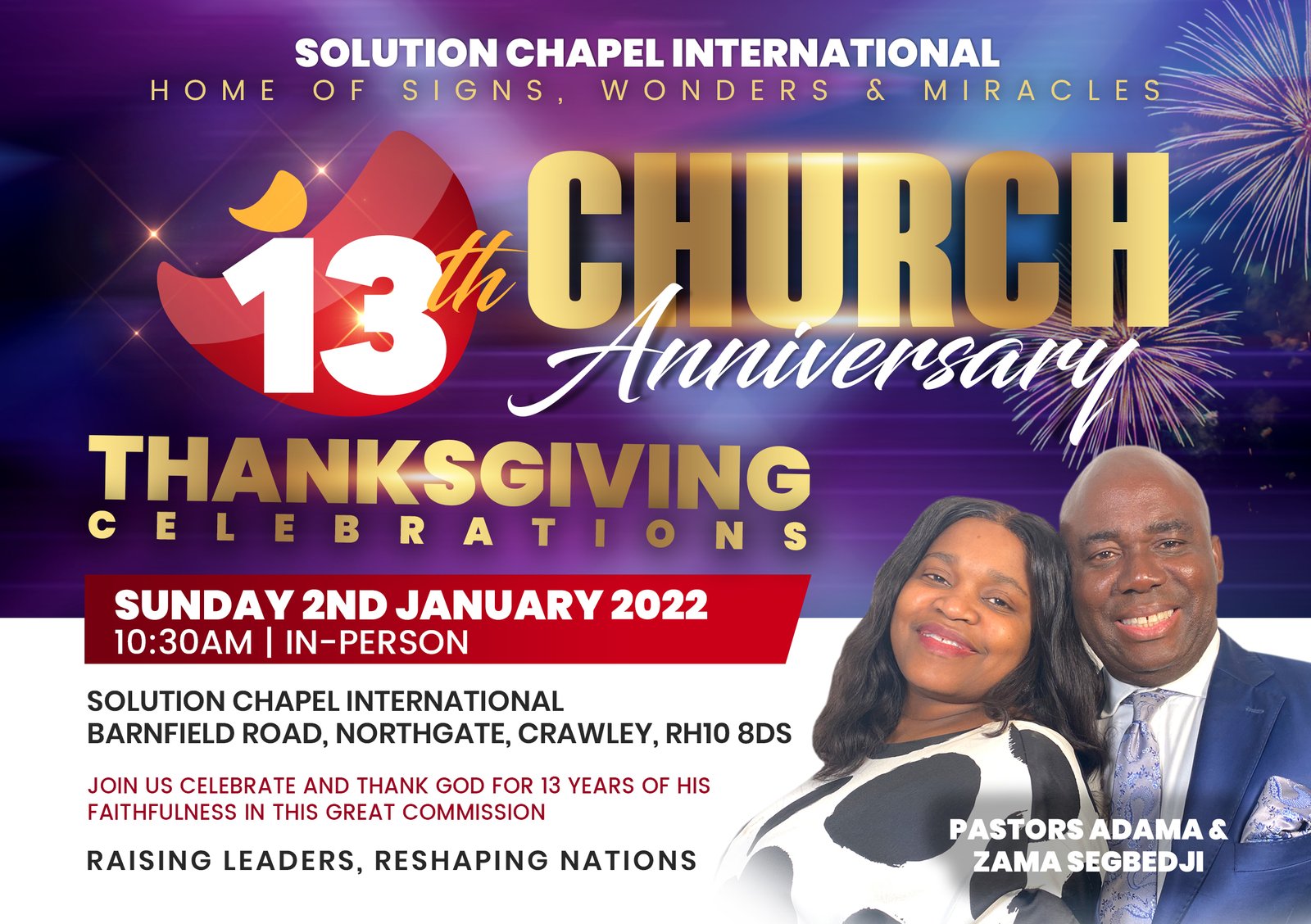 13TH ANNIVERSARY THANKSGIVING CELEBRATIONS