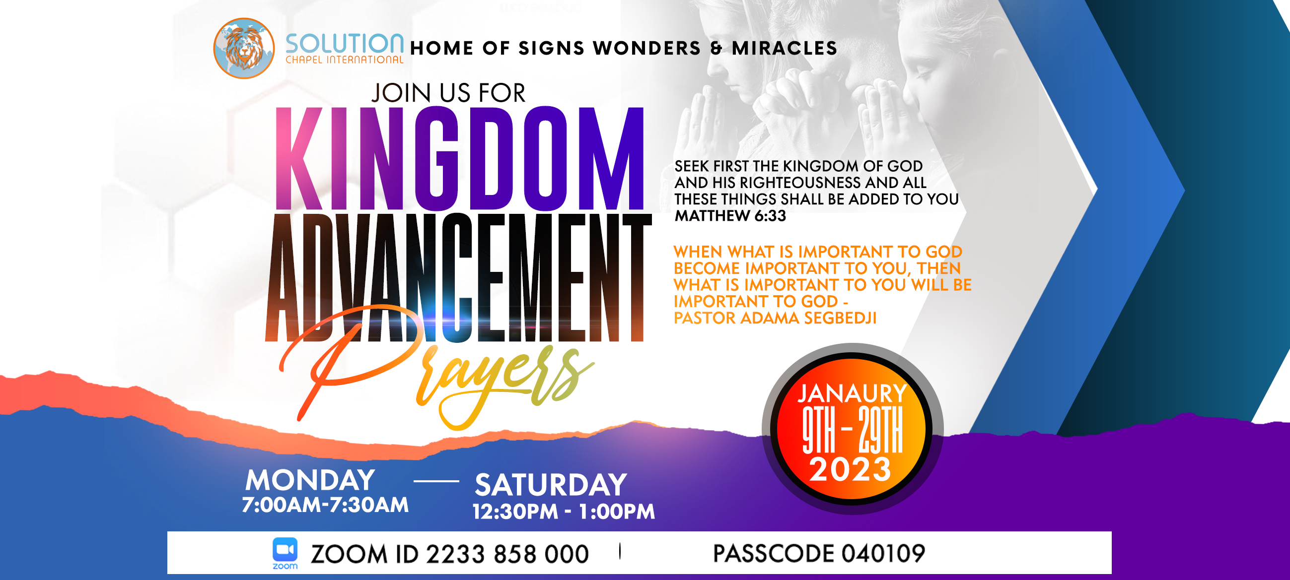 KINGDOM ADVANCEMENT PRAYERS Solution Chapel International