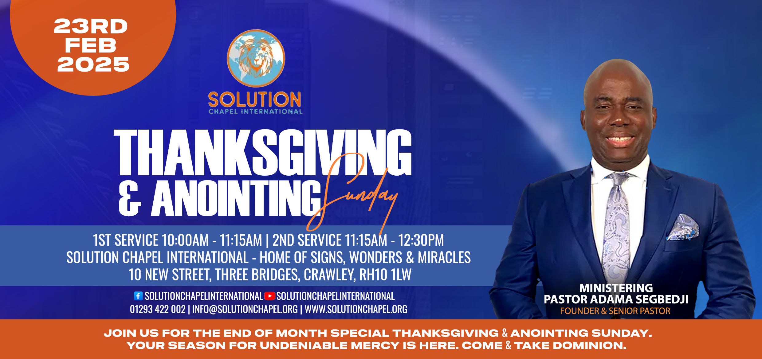 "Thanksgiving & Anointing Sunday"