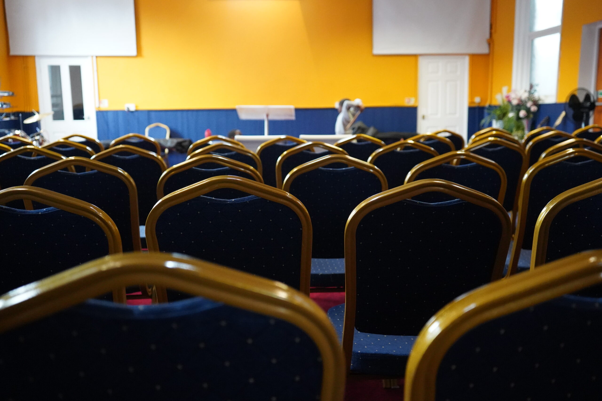 Central aisle and stage view
